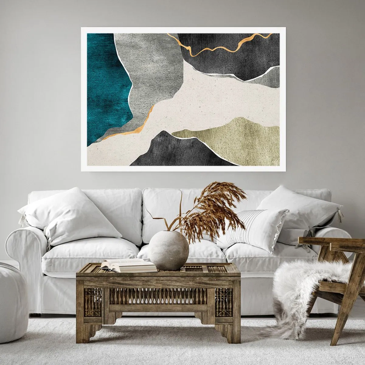 Pôster - Composição de mosaico com fio de ouro - 40x30 cm