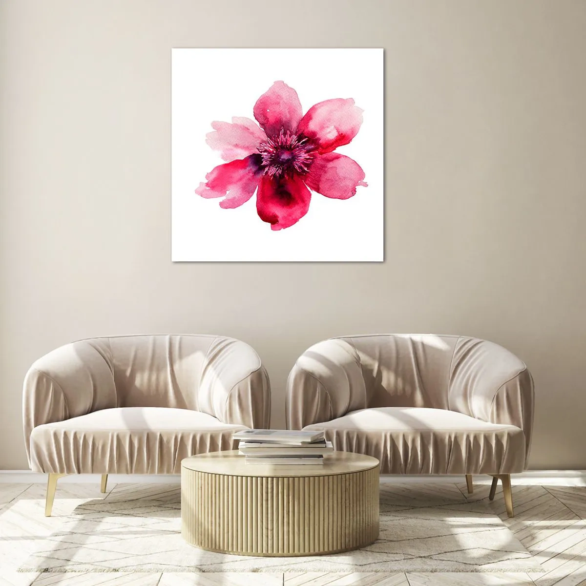 Quadro em vidro - Beijo carmim perfumado - 70x70 cm