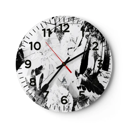 Relógio de parede - Relógio em vidro - Outono a preto e branco - 40x40 cm