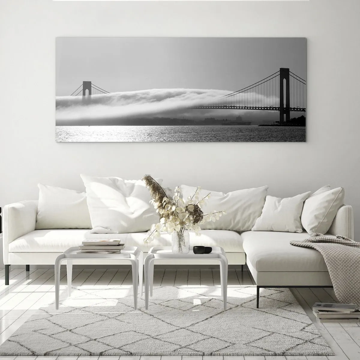 Quadro em vidro - Navegando pelo Golden Gate - 140x50 cm