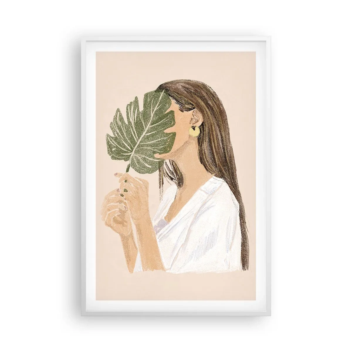 Pôster em moldura branca - Retrato misterioso com uma adepta - 61x91 cm