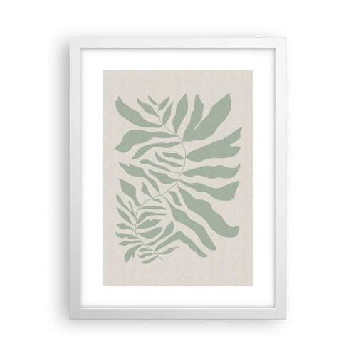 Pôster em moldura branca - Galho esmeralda - 30x40 cm