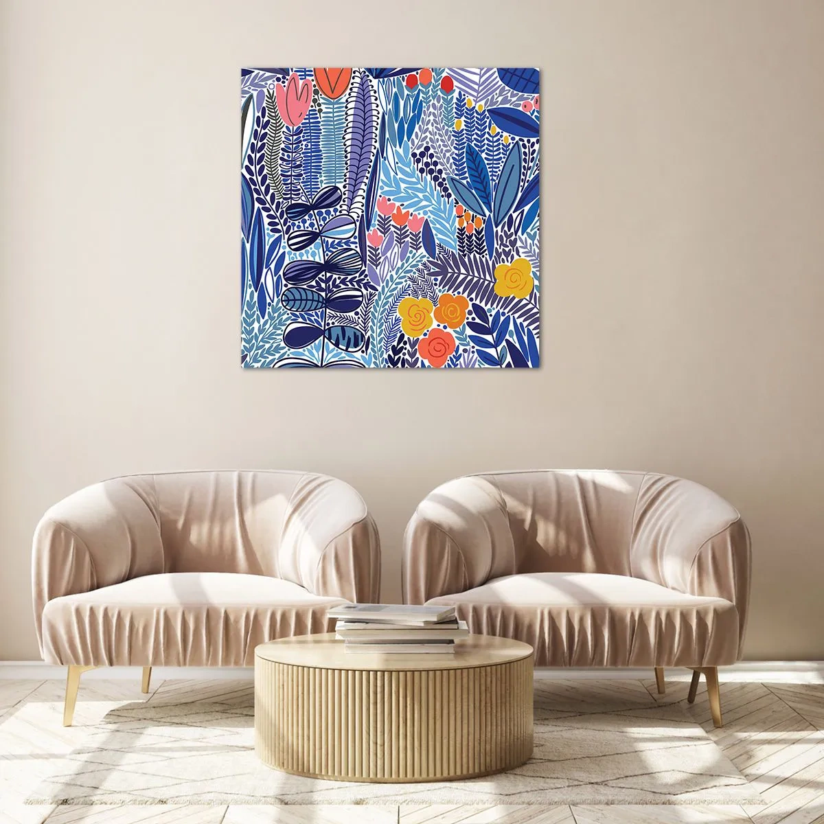 Quadro em vidro - Jardim Havaiano - 70x70 cm