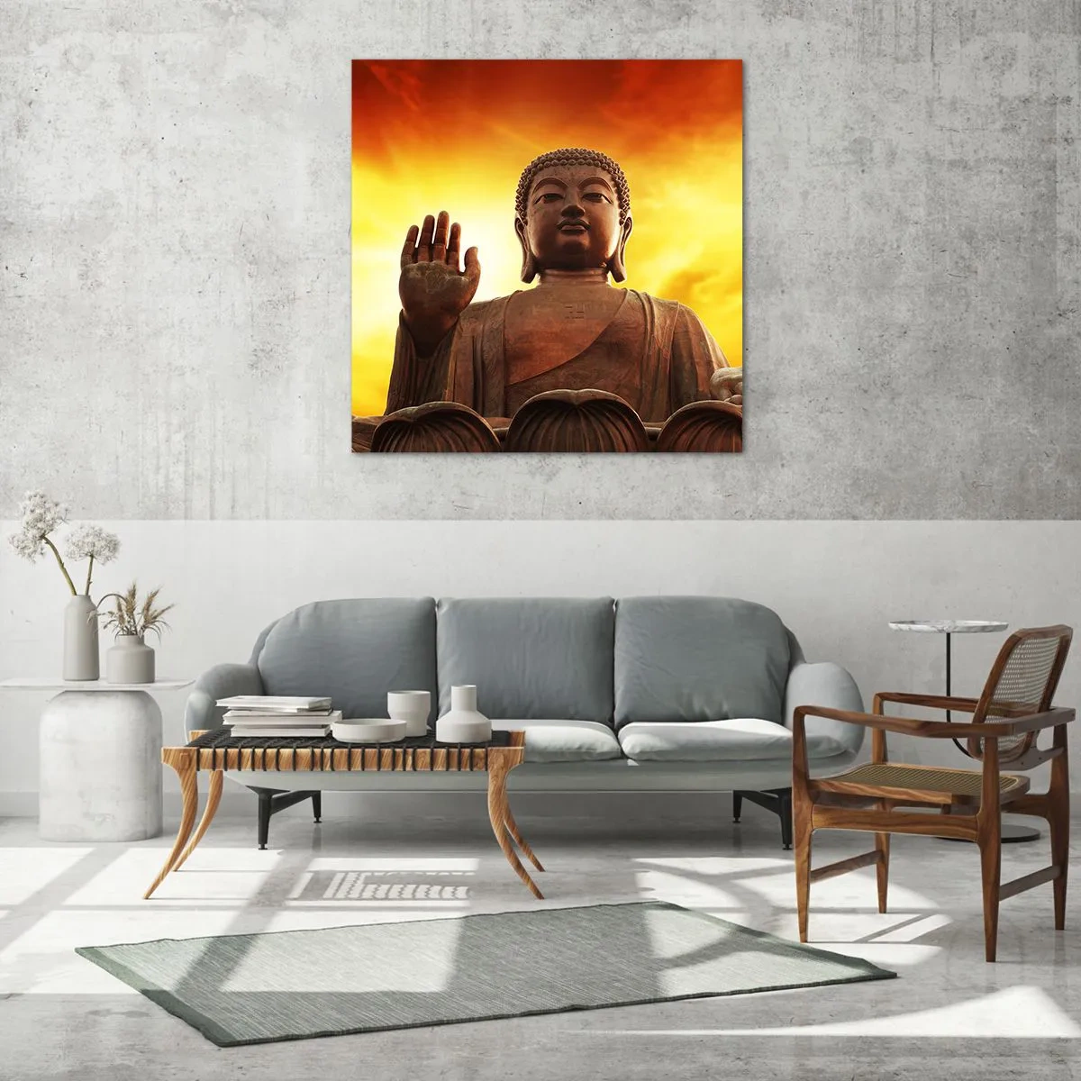 Quadro em vidro - Paz do mundo - 60x60 cm