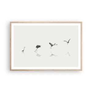 Pôster com moldura de carvalho claro - Quatro passos simples - 91x61 cm