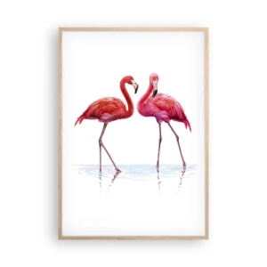 Pôster com moldura de carvalho claro - Rosa randez-vous - 70x100 cm