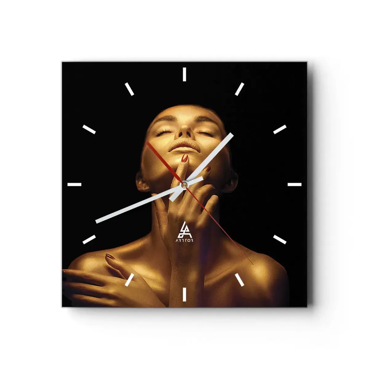 Relógio de parede - Relógio em vidro - Como seda dourada - 30x30 cm