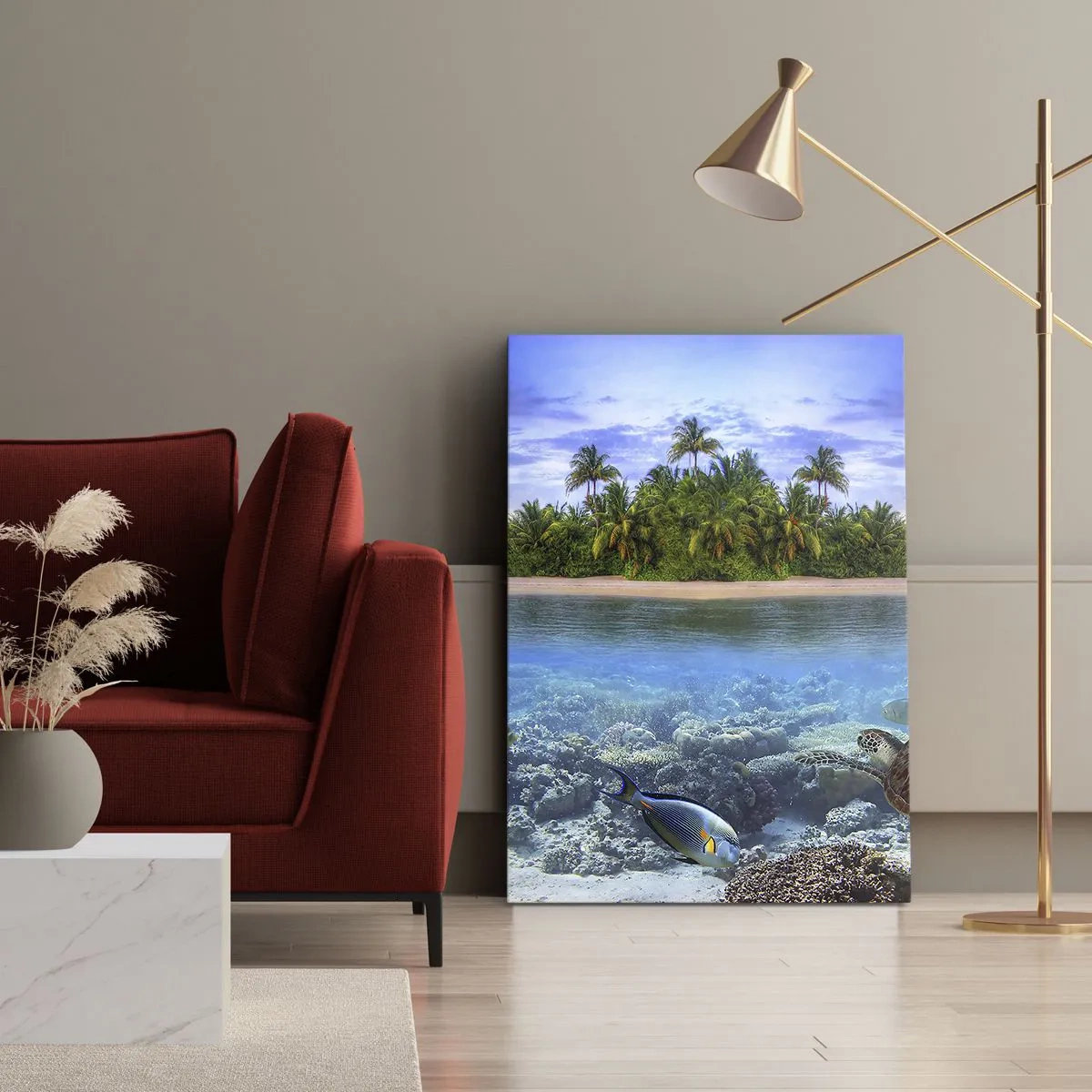 Quadro em tela - A Ilha Celestial lhe convida - 65x120 cm