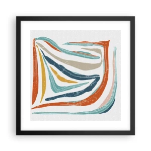 Pôster com moldura preta - Abstração com um sorriso amigável - 40x40 cm