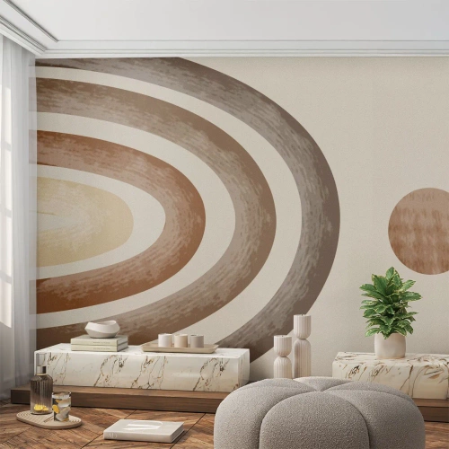 Papel de Parede Standard Eco - Composição planetária abstrata em tons de marrom - 100x70cm - Numa galáxia muito distante - Decoração de parede moderna para a sala de estar e quarto ARTTOR