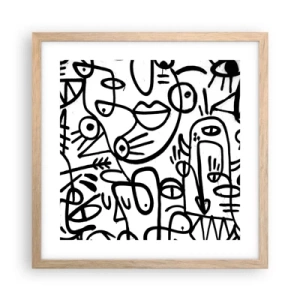 Pôster com moldura de carvalho claro - Rostos e miragens - 40x40 cm