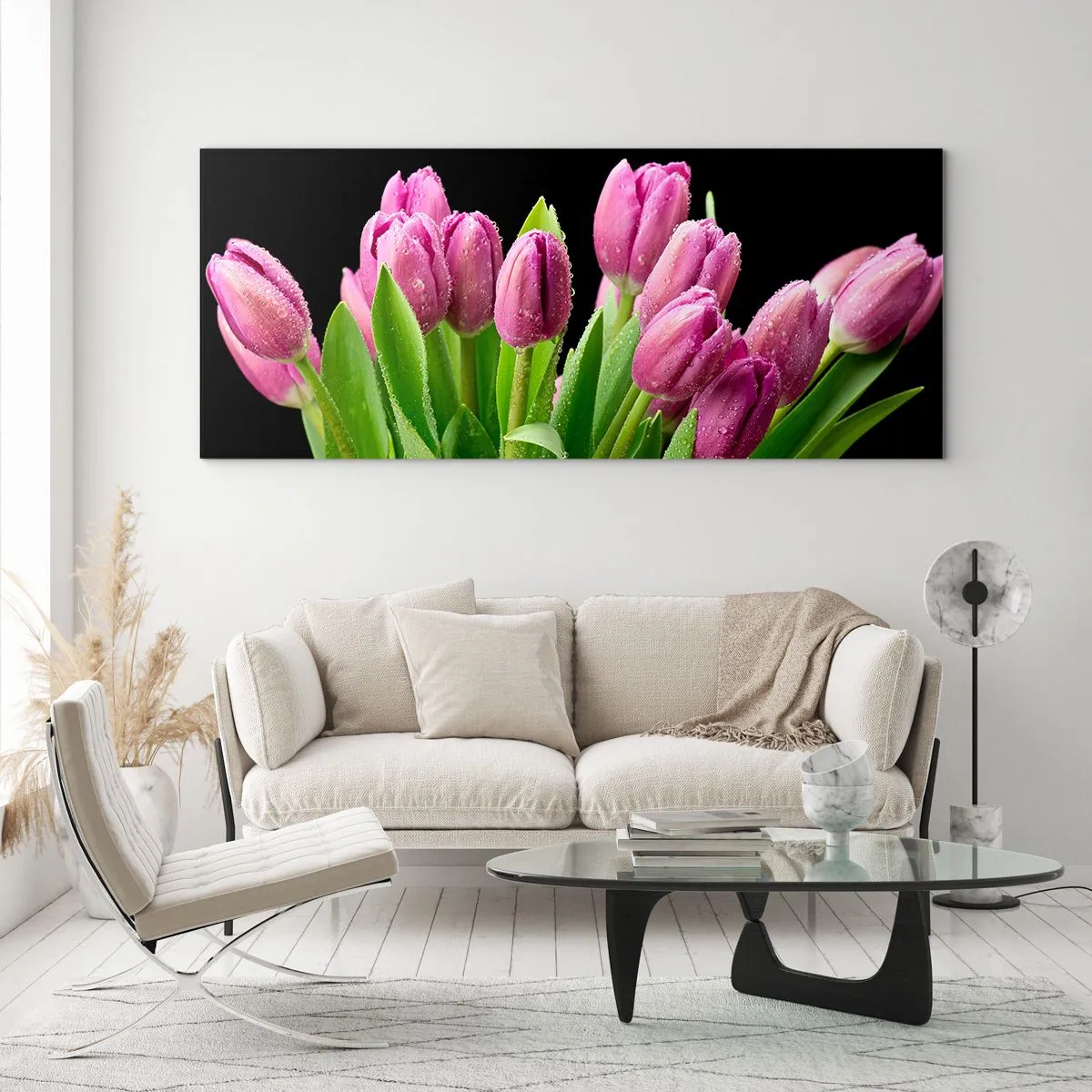 Quadro em vidro - Alegria lilás da primavera - 90x30 cm