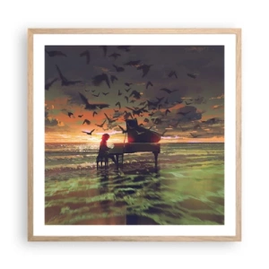 Pôster com moldura de carvalho claro - Um concerto de piano e ondas - 60x60 cm