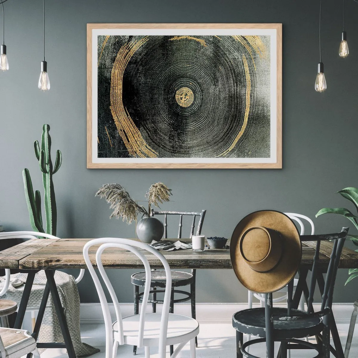 Pôster com moldura de carvalho claro - Mudança e persistência - 100x70 cm