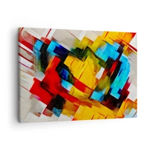 Quadro em tela - Composição geométrica abstrata em cores vivas - 70x50cm - Camadas multicoloridas - Decoração de parede moderna para a sala de estar e quarto ARTTOR
