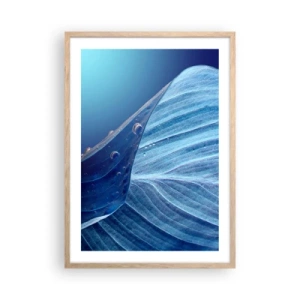 Pôster com moldura de carvalho claro - Gotas escondidas no azul - 50x70 cm