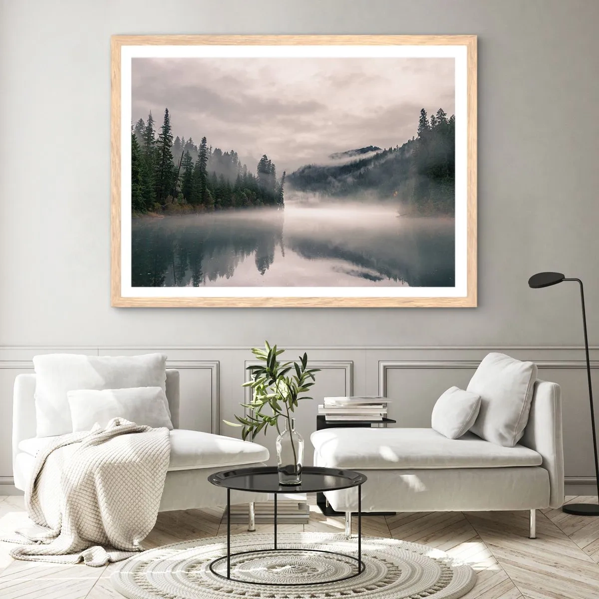 Pôster com moldura de carvalho claro - Em devaneio, na névoa - 70x50 cm
