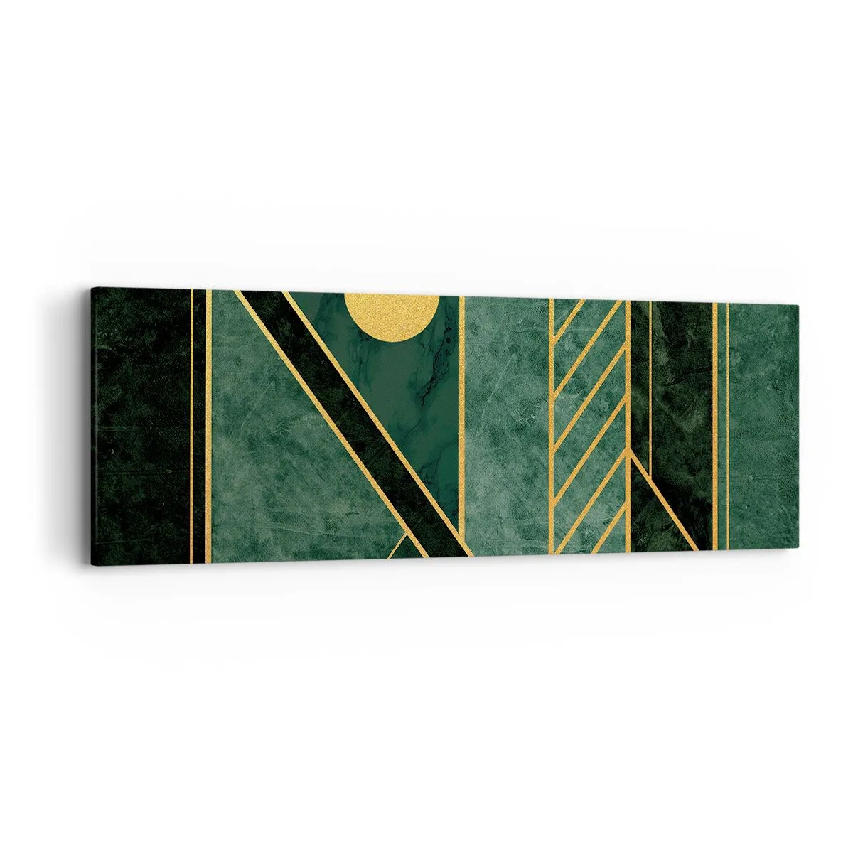 Quadro em tela - A dinâmica do ouro e do azul - 90x30 cm