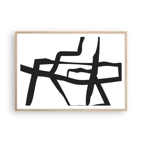 Pôster com moldura de carvalho claro - Projeto preto e branco - 100x70 cm