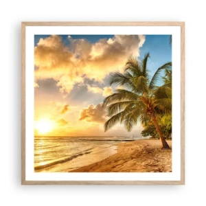 Pôster com moldura de carvalho claro - Eterno verão, férias eternas - 60x60 cm