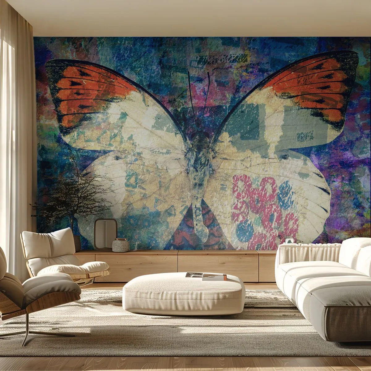 Papel de Parede Premium Canvas - Fragilidade subtil - Borboleta, Abstração, Pedaço - 150x105 cm