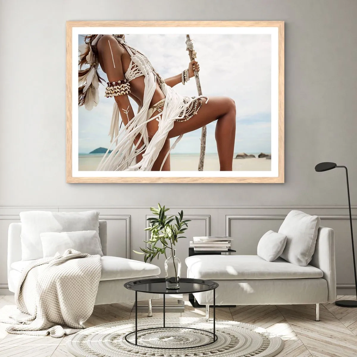 Pôster com moldura de carvalho claro - Sacerdotisa do Sol - 70x50 cm