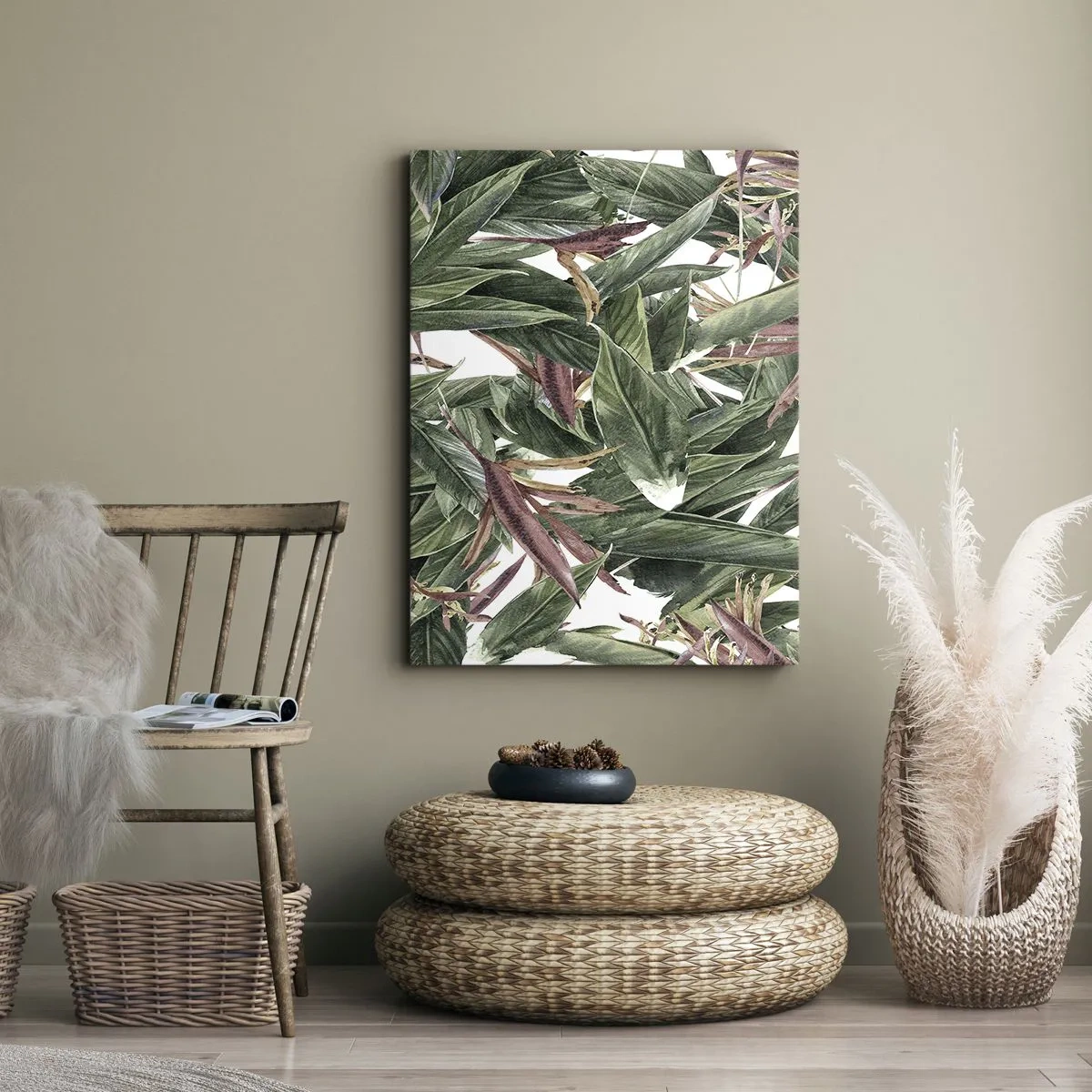 Quadro em tela - Matagal esmeralda-lilás - 50x70 cm