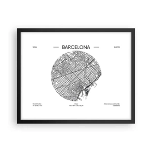 Pôster com moldura preta - Anatomia de Barcelona - 50x40 cm