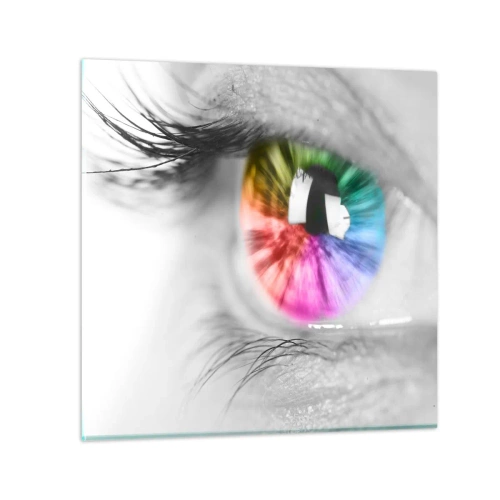 Quadro em vidro - Olhar para o mundo a cores - 30x30 cm