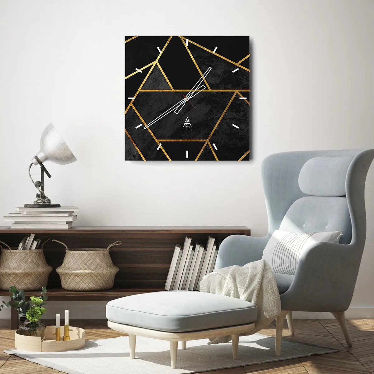 Relógio de parede - Relógio em vidro - Escuridão e esplendor - 30x30 cm