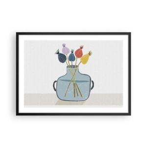 Pôster com moldura preta - Como semeou a papoula - 70x50 cm