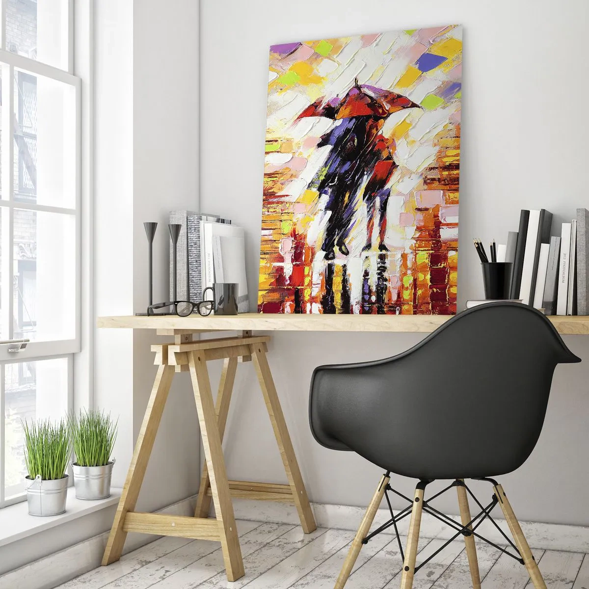 Quadro em vidro - Juntos durante a noite e a chuva - 50x70 cm