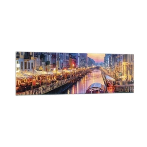 Quadro em vidro - Uma noite de luz e diversão - 160x50 cm