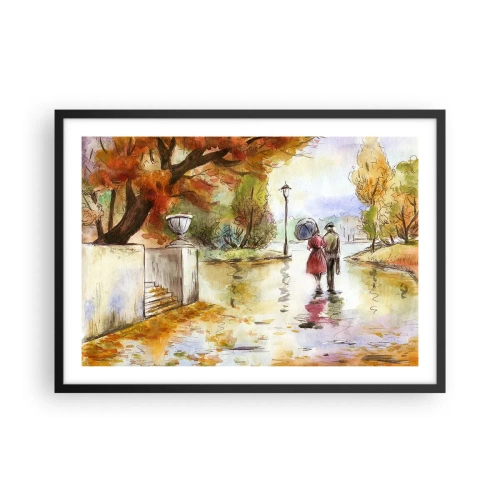 Pôster com moldura preta - Outono romântico no parque - 70x50 cm