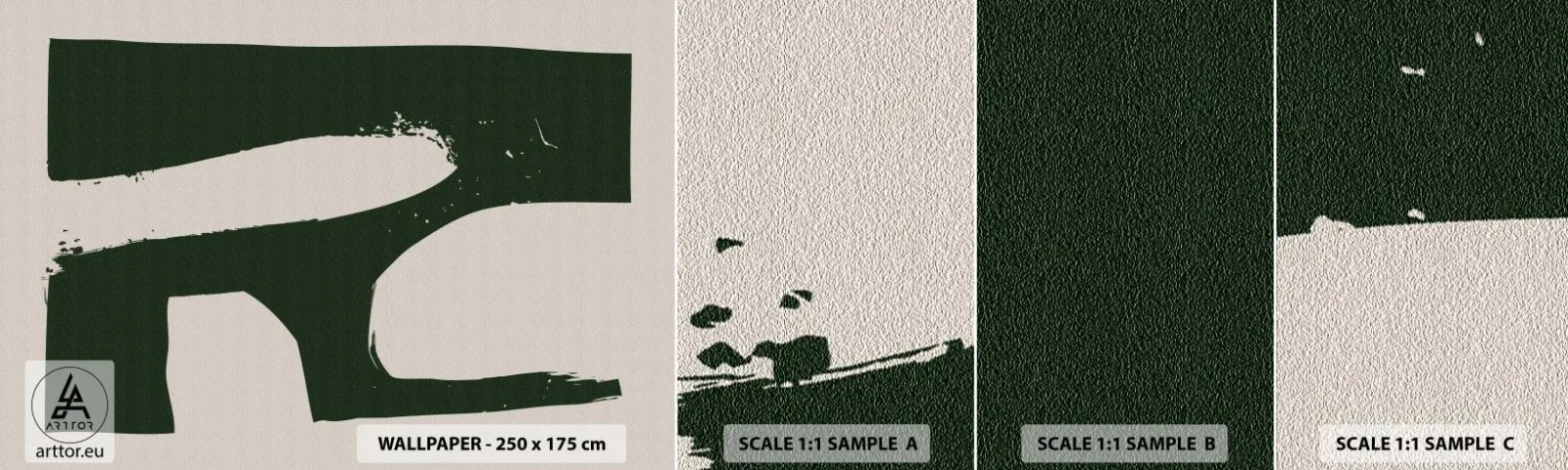 Amostra de papel de parede autocolante Deluxe Sticker - Baías de branco - Boho, Minimalismo, Forma - 100x30 cm