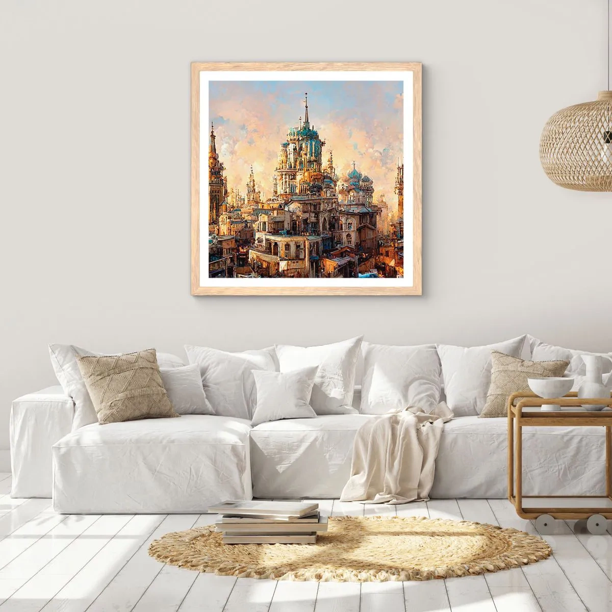 Pôster com moldura de carvalho claro - Cidade das cidades - 50x50 cm