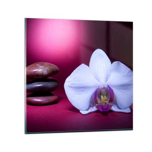 Quadro em vidro - O estudo do frescor em roxo - 60x60 cm
