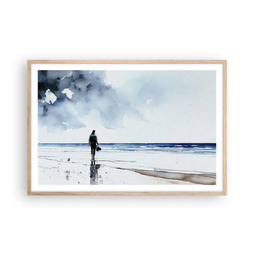 Pôster com moldura de carvalho claro - Conversa com o mar - 91x61 cm