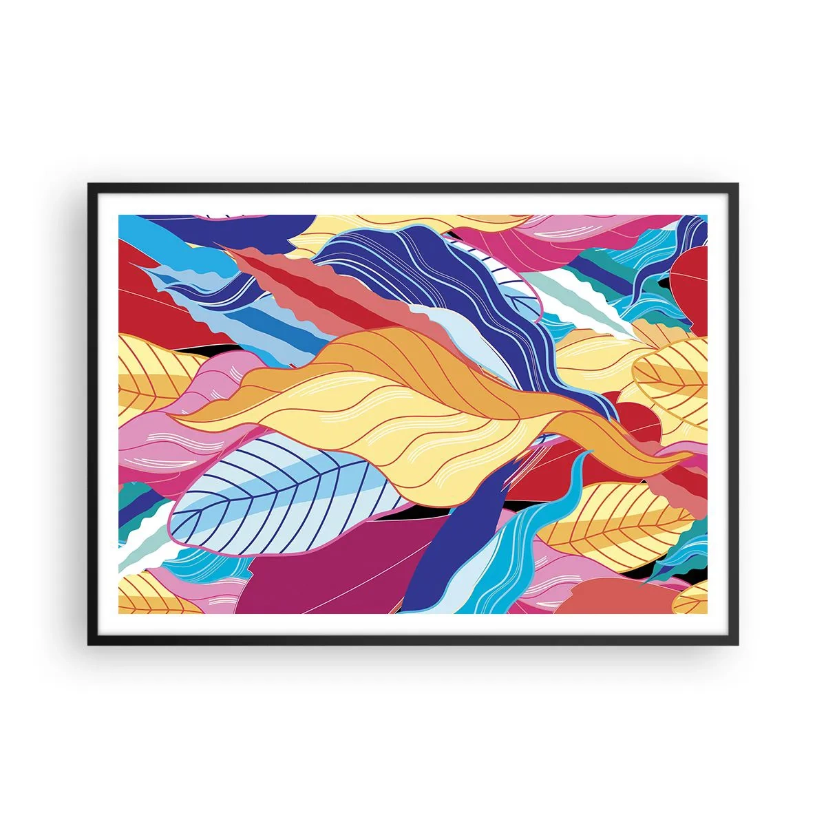 Pôster com moldura preta - Bagunça colorida - 100x70 cm