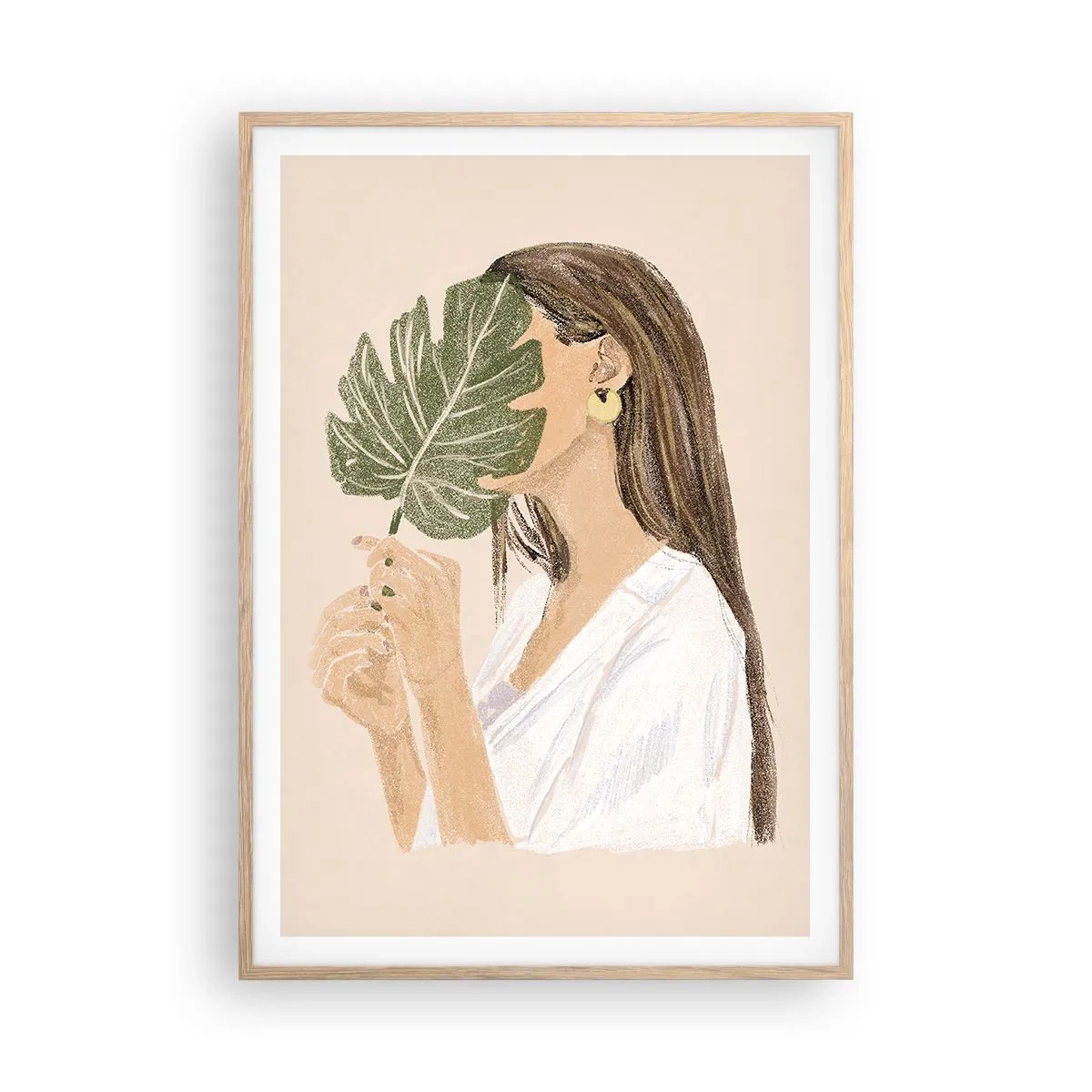 Pôster com moldura de carvalho claro - Retrato misterioso com uma adepta - 70x100 cm