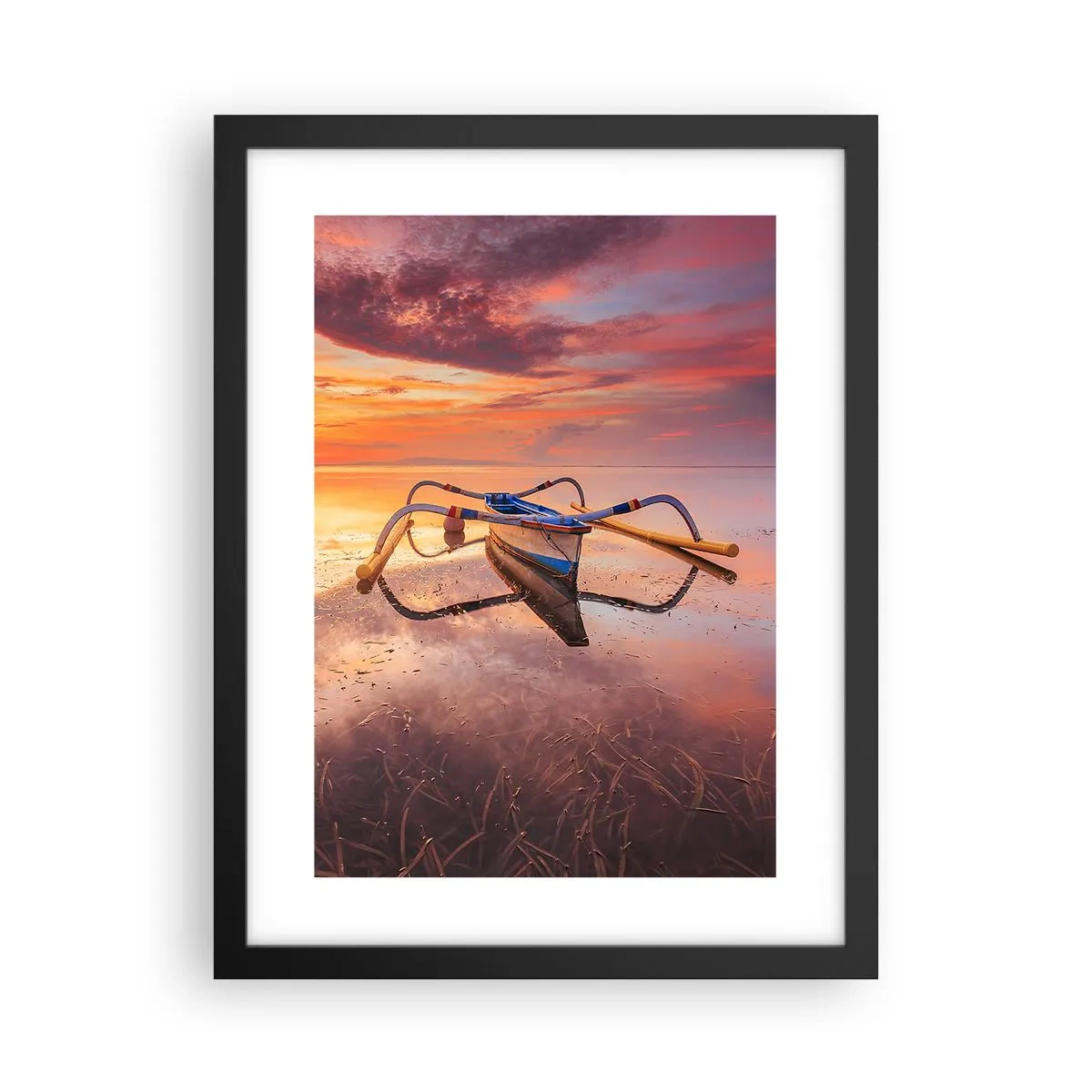Pôster com moldura preta - A calma de uma noite tropical - 30x40 cm