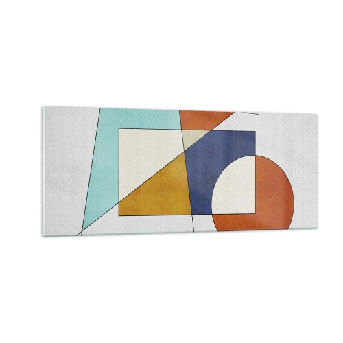 Quadro em vidro - Abstração: diversão modernista - 100x40 cm