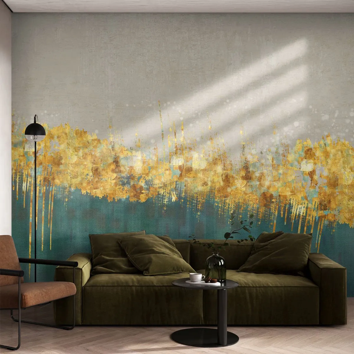 Papel de Parede Premium Sand - A fronteira dourada - Art Deco, Pedaço, Pastel - 250x175 cm