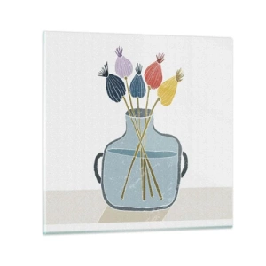 Quadro em vidro - Como semeou a papoula - 40x40 cm