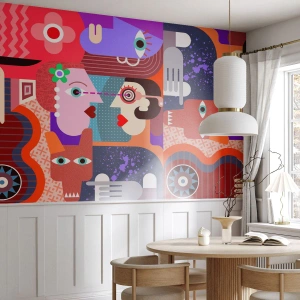 Papel de Parede Premium Canvas - Olho no olho - Abstração, Pedaço, Rostos - 250x175 cm