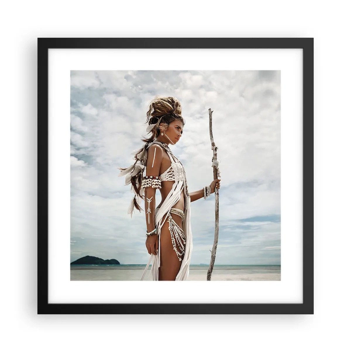 Pôster com moldura preta - Rainha dos trópicos - 40x40 cm