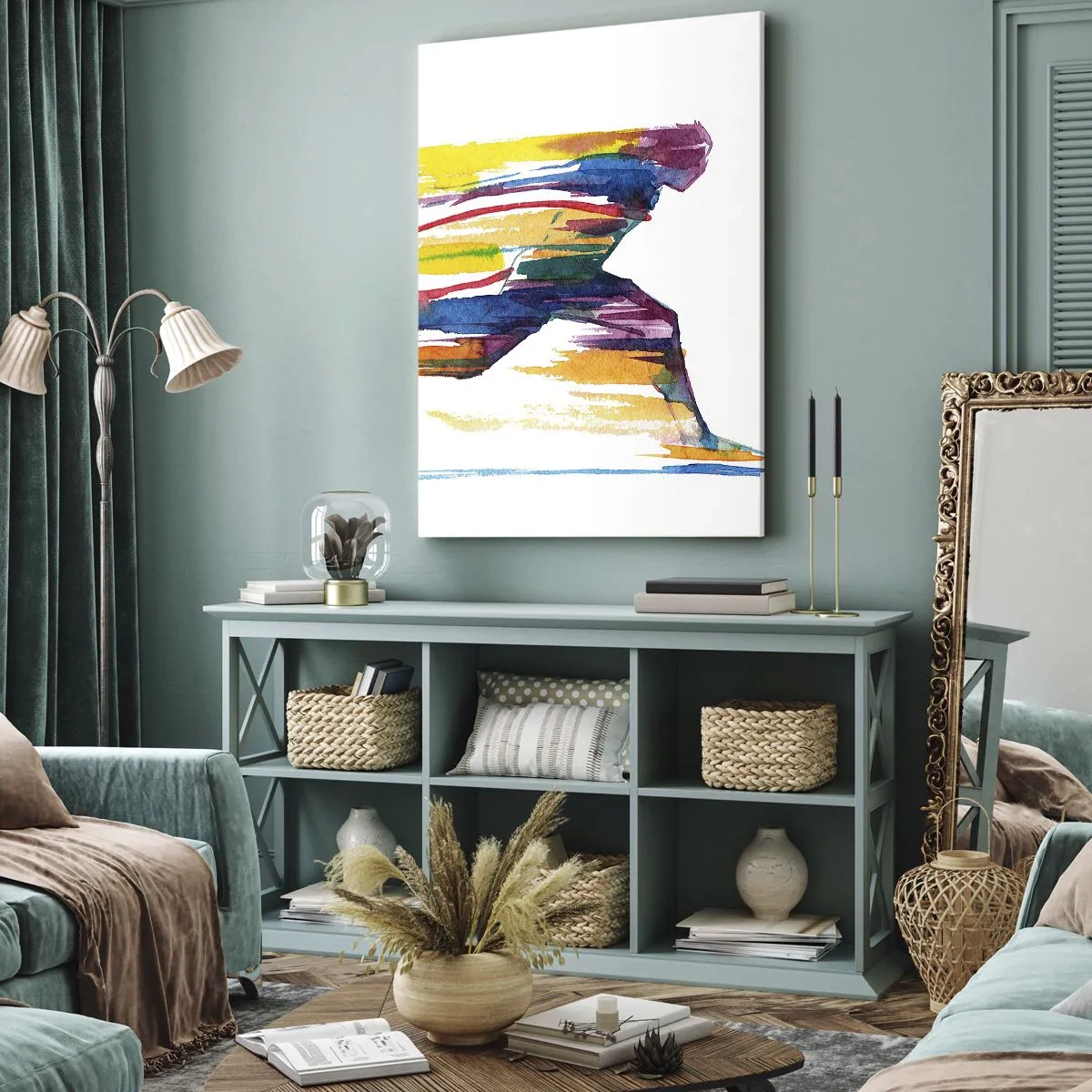 Quadro em tela - Correndo pelo arco-íris - 50x70 cm
