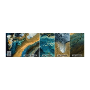 Amostra de papel de parede autocolante Deluxe Sticker - Azul – amarelo – influências mútuas - Abstração, Pedaço, Gráficos - 100x30 cm
