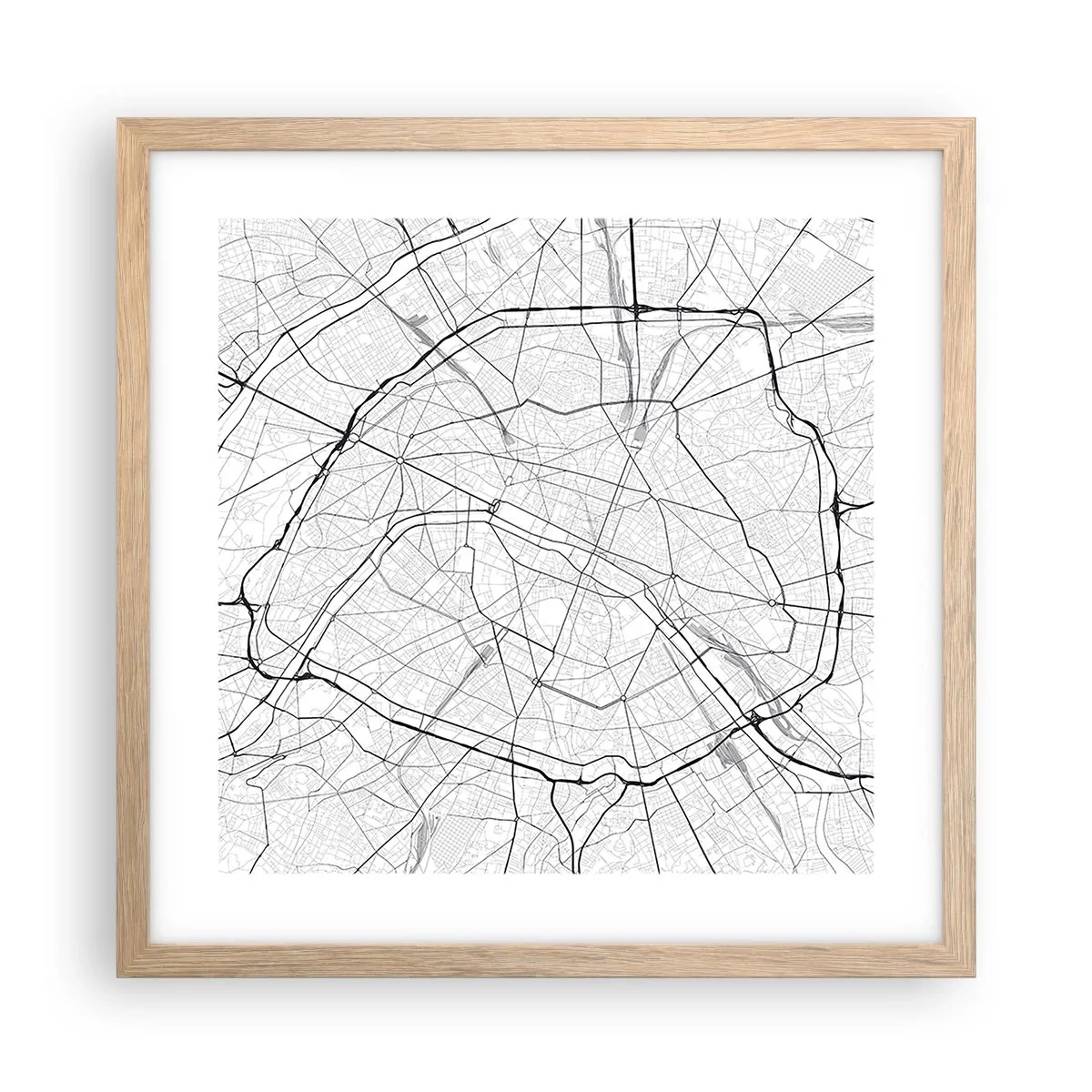 Pôster com moldura de carvalho claro - Flor de Paris - 40x40 cm