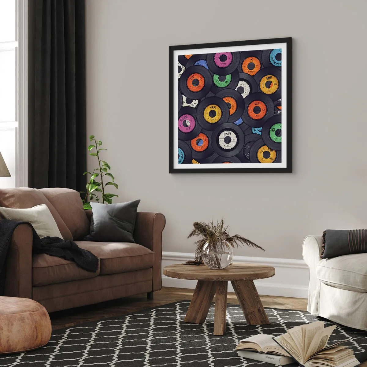 Pôster com moldura preta - Cores dos clássicos - 60x60 cm